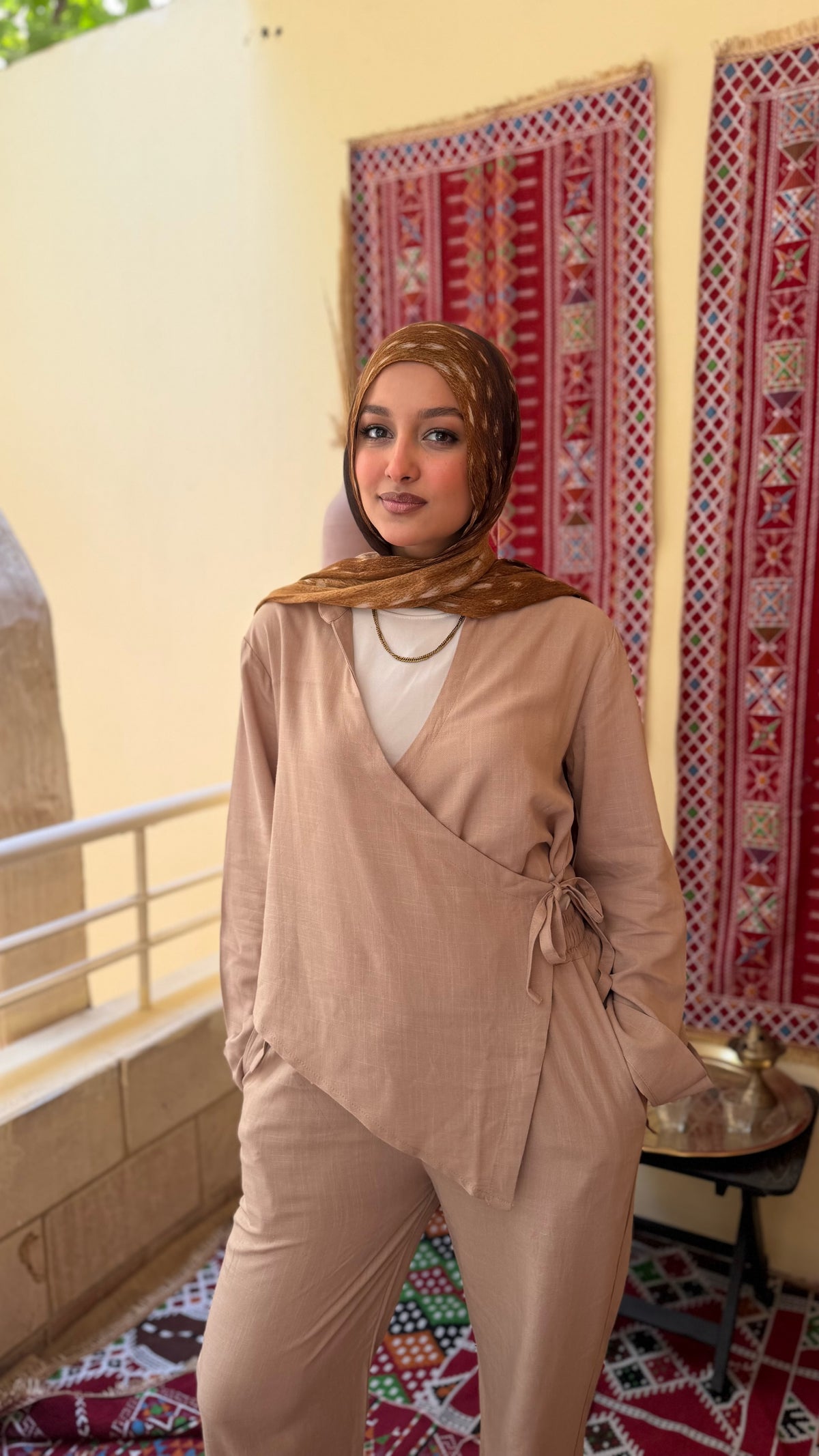 Pure Linen Blouse - Café