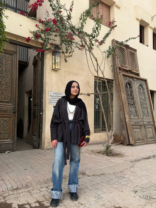 Wrap Knit Cardigan - Steel Grey