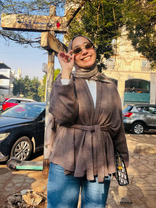 Wrap Knit Cardigan - Latte Brown