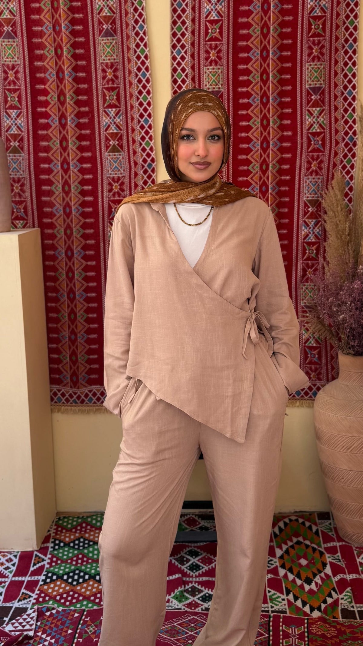 Pure Linen Blouse - Café
