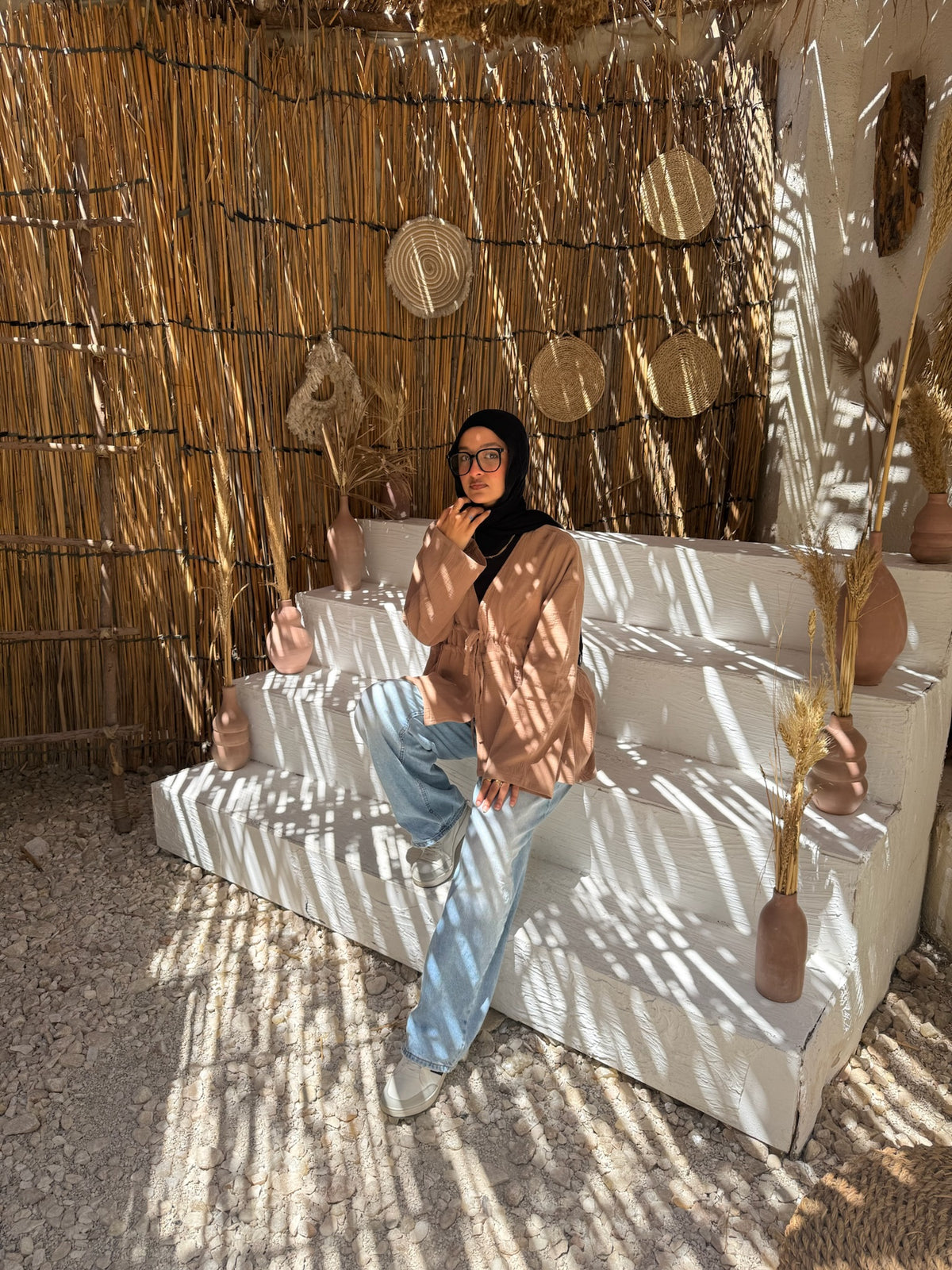 Ruffle Blouse - Light Brown