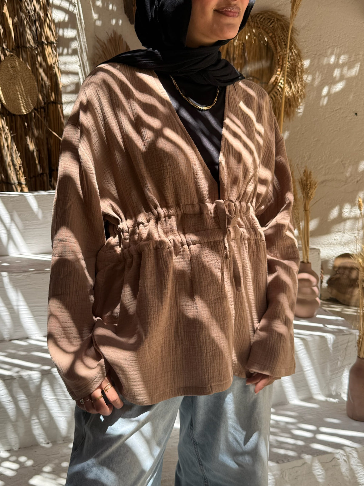 Ruffle Blouse - Light Brown