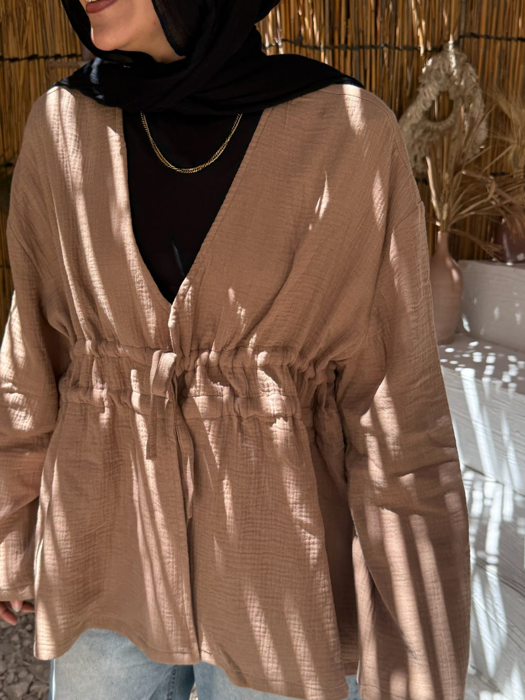 Ruffle Blouse - Light Brown