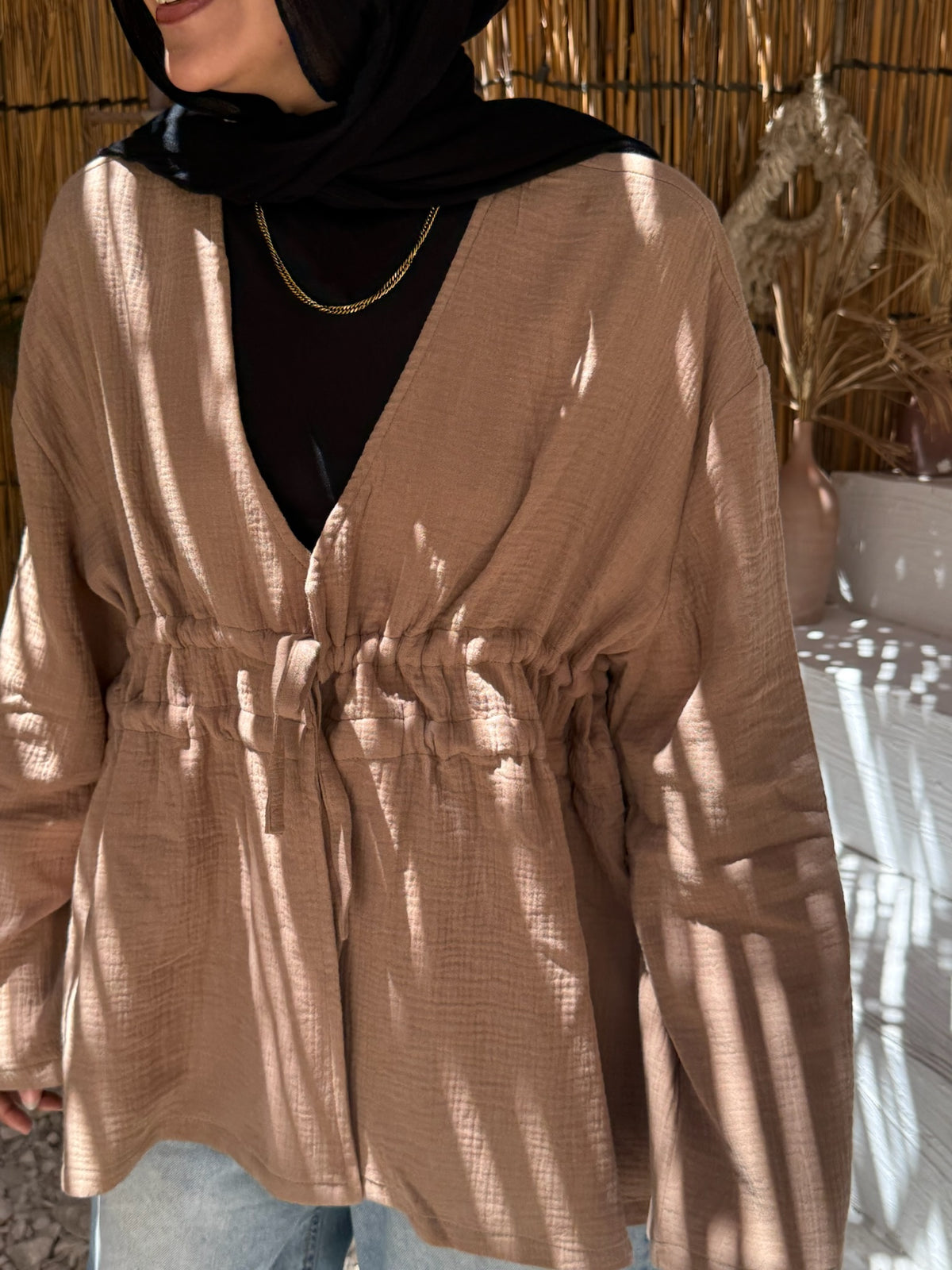 Ruffle Blouse - Light Brown